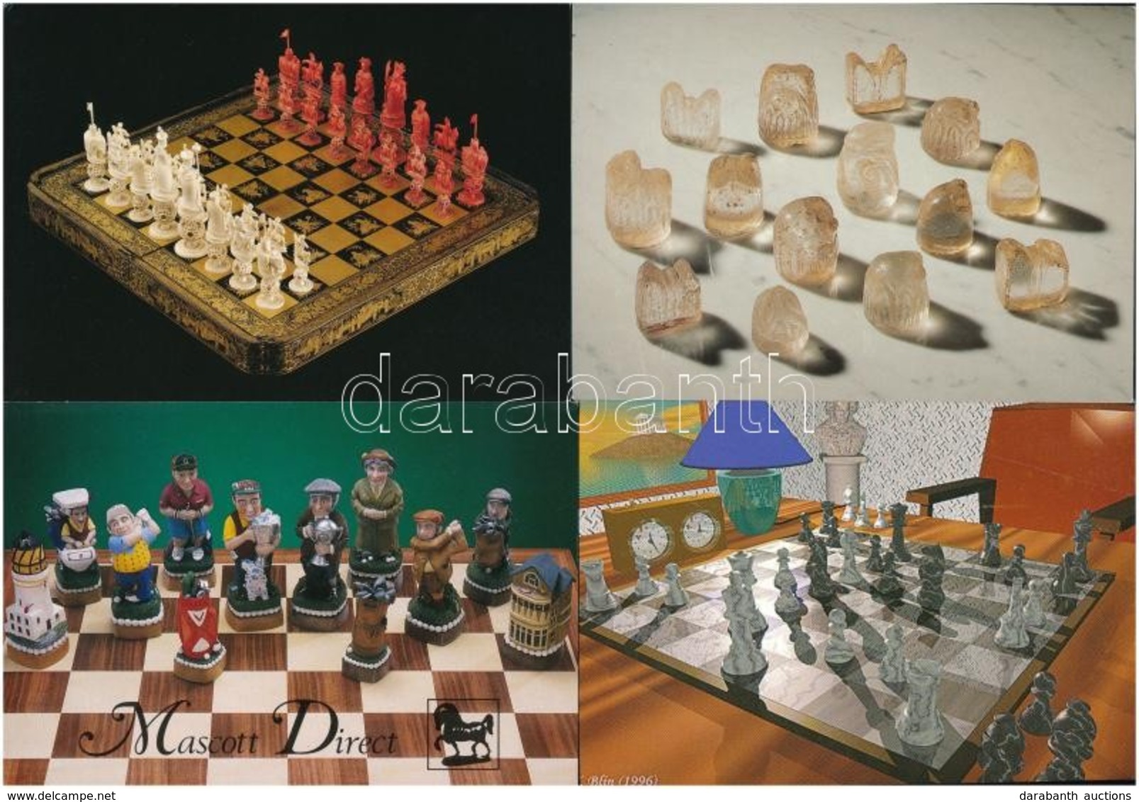 ** 10 Db MODERN Motívum Képeslap: Sakk Figurákkal / 10 Modern Chess Motive Postcards: Pieces - Unclassified