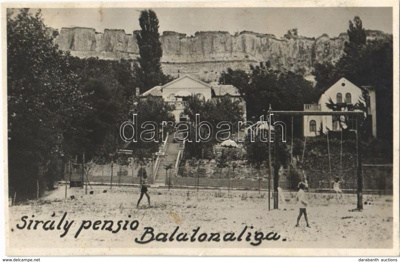T2 1931 Balatonaliga (Balatonvilágos); Sirály Pensió, Hintázó Gyerekek. Photo - Ohne Zuordnung