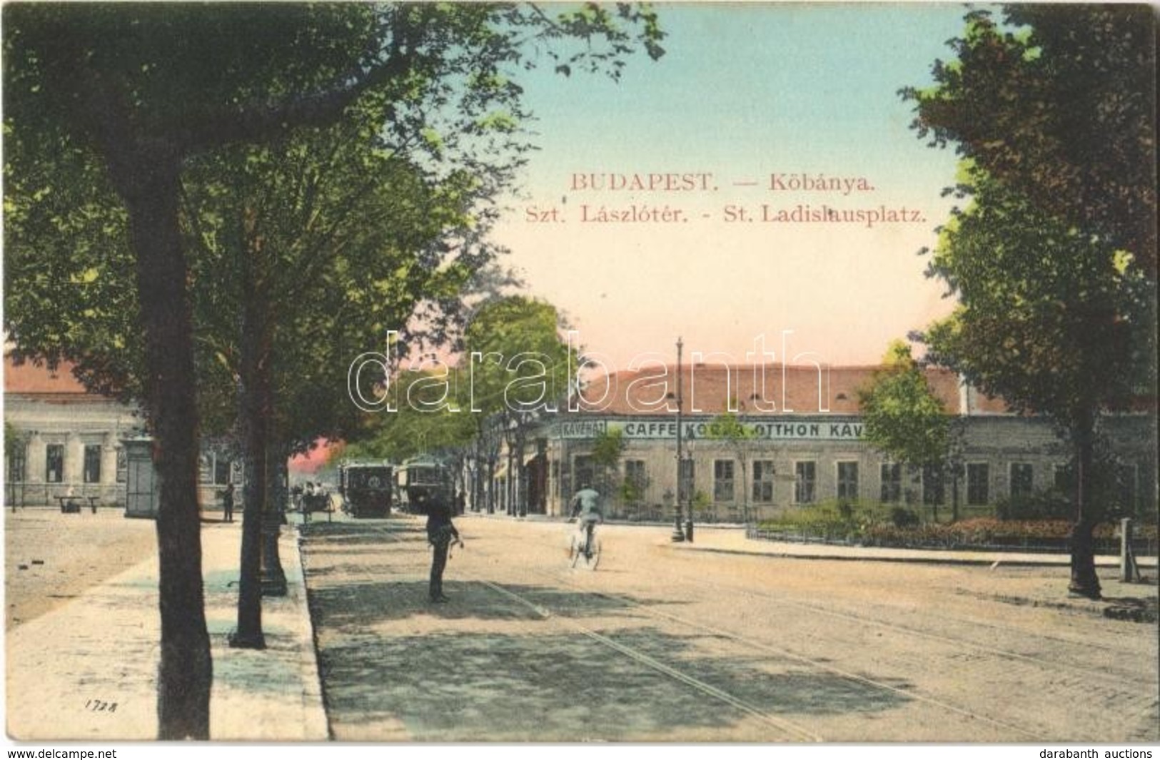 T2 1913 Budapest X. Kőbánya, Szent László Tér, Otthon Kávéház, Villamosok - Non Classés