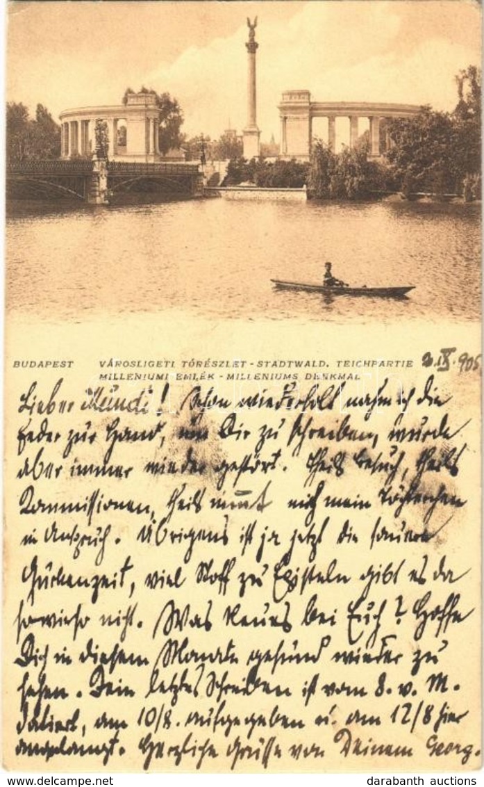 T1/T2 1905 Budapest XIV. Városligeti Tórészlet, Milleniumi Emlékmű - Non Classés