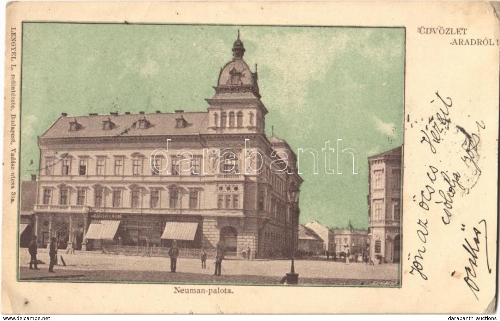 T2/T3 1900 Arad, Neuman Palota, Barth Lajos üzlete. Lengyel L. Kiadása / Palace, Shop (EK) - Unclassified
