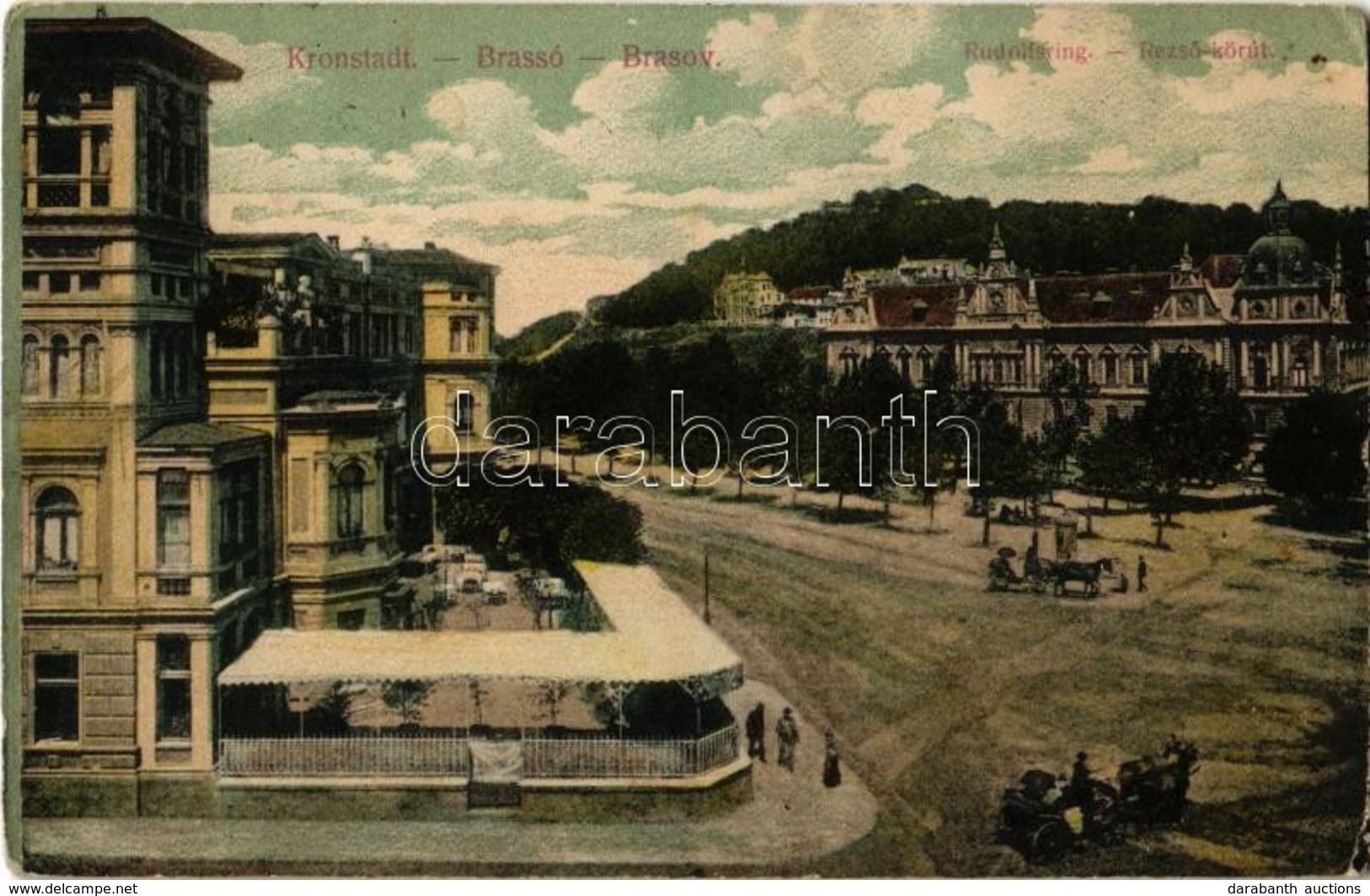 T2/T3 1908 Brassó, Kronstadt, Brasov; Rezső Körút / Rudolfsring / Street (EK) - Ohne Zuordnung