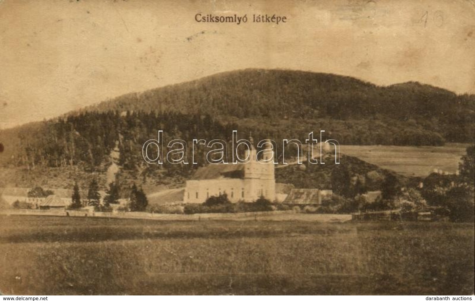 * T3 1929 Csíksomlyó, Sumuleu Ciuc; Látkép A Kegytemplommal. Kiadja Gust és Puskás Fényképészete / General View With Pil - Ohne Zuordnung