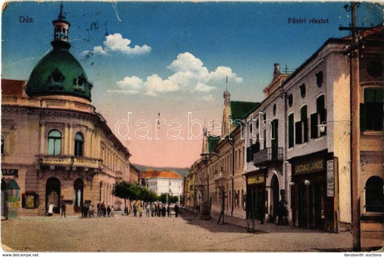 T2/T3 1913 Dés, Dej; Fő Tér, Városháza, Megyeháza, Hungária Szálloda, Jagamas János, Léner János üzlete. Kiadja Galócsi  - Ohne Zuordnung