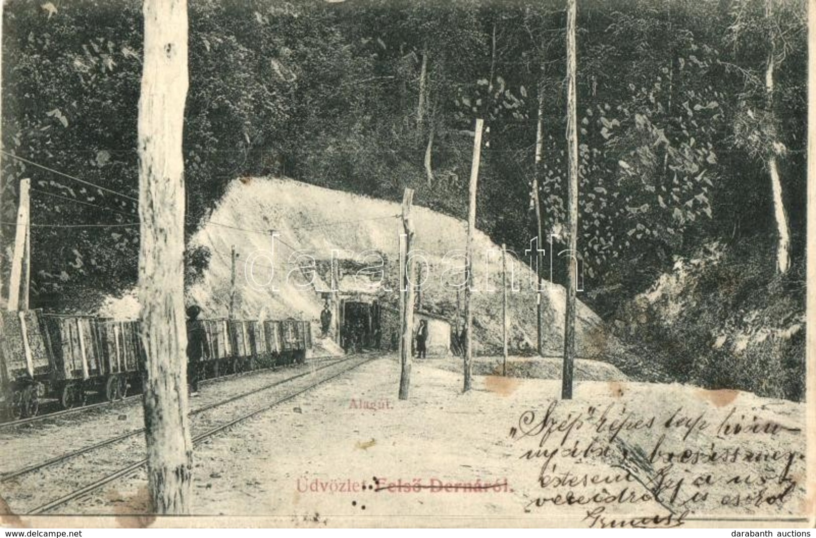 T3 1909 Felsőderna, Derna; Bánya Alagút Csillékkel, Iparvasút / Mine Tunnel With Minecarts, Industrial Railway (Rb) - Ohne Zuordnung