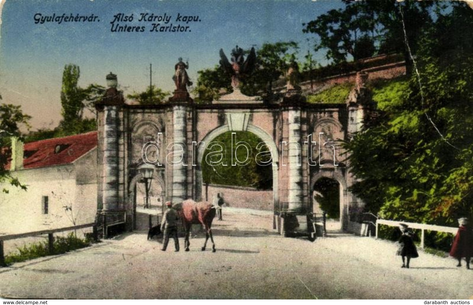 T3/T4 1918 Gyulafehérvár, Karlsburg, Alba Iulia; Alsó Károly Kapu, Várkapu. Weisz Bernát Kiadása / Castle Gate (EB) - Ohne Zuordnung