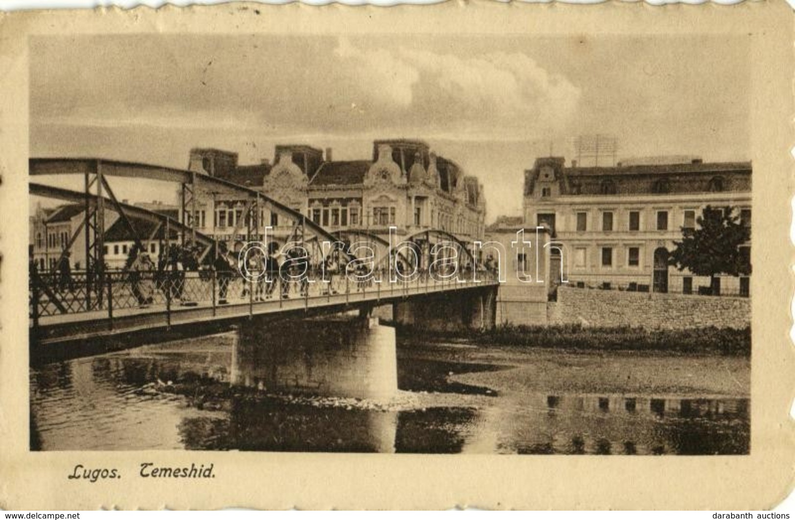 * T3 1922 Lugos, Lugoj; Temes Híd, Bank. Kiadja Schönberg Miksané / Timis River Bridge, Bank (Rb) - Ohne Zuordnung
