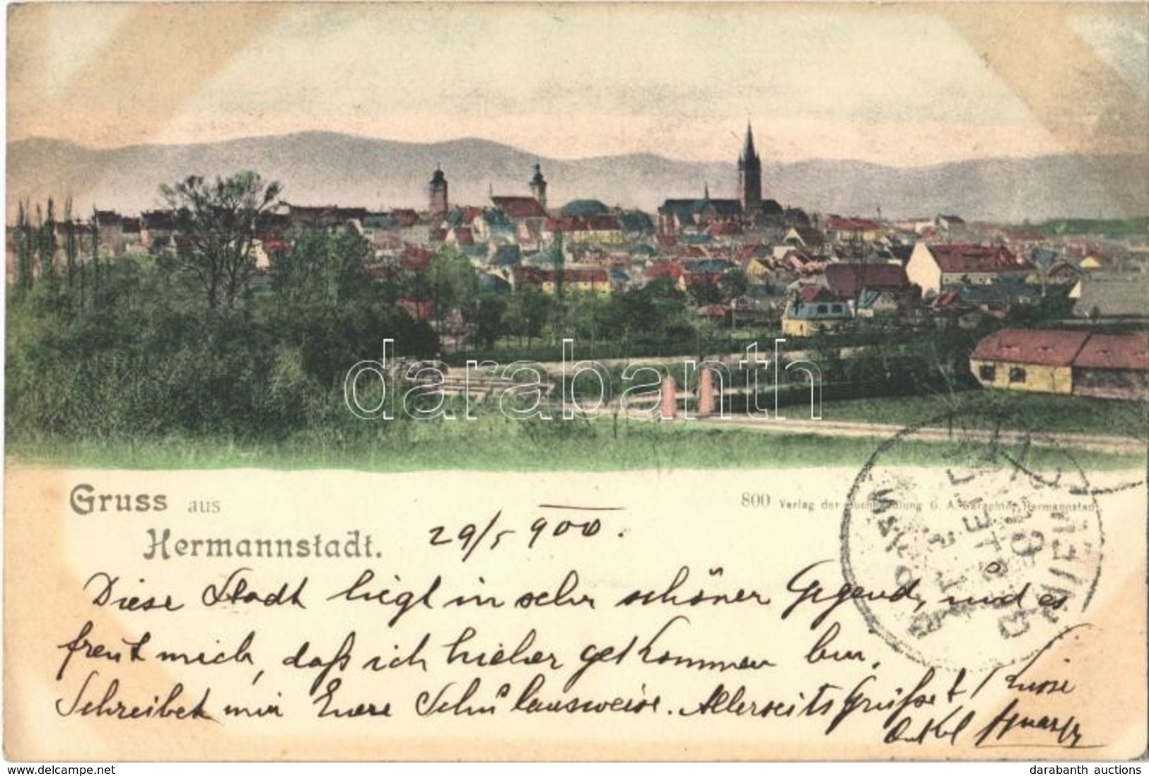 T2/T3 1900 Nagyszeben, Hermannstadt, Sibiu; Látkép Templomokkal. Verlag Der Buchhandlung G. A. Seraphin / General View W - Ohne Zuordnung