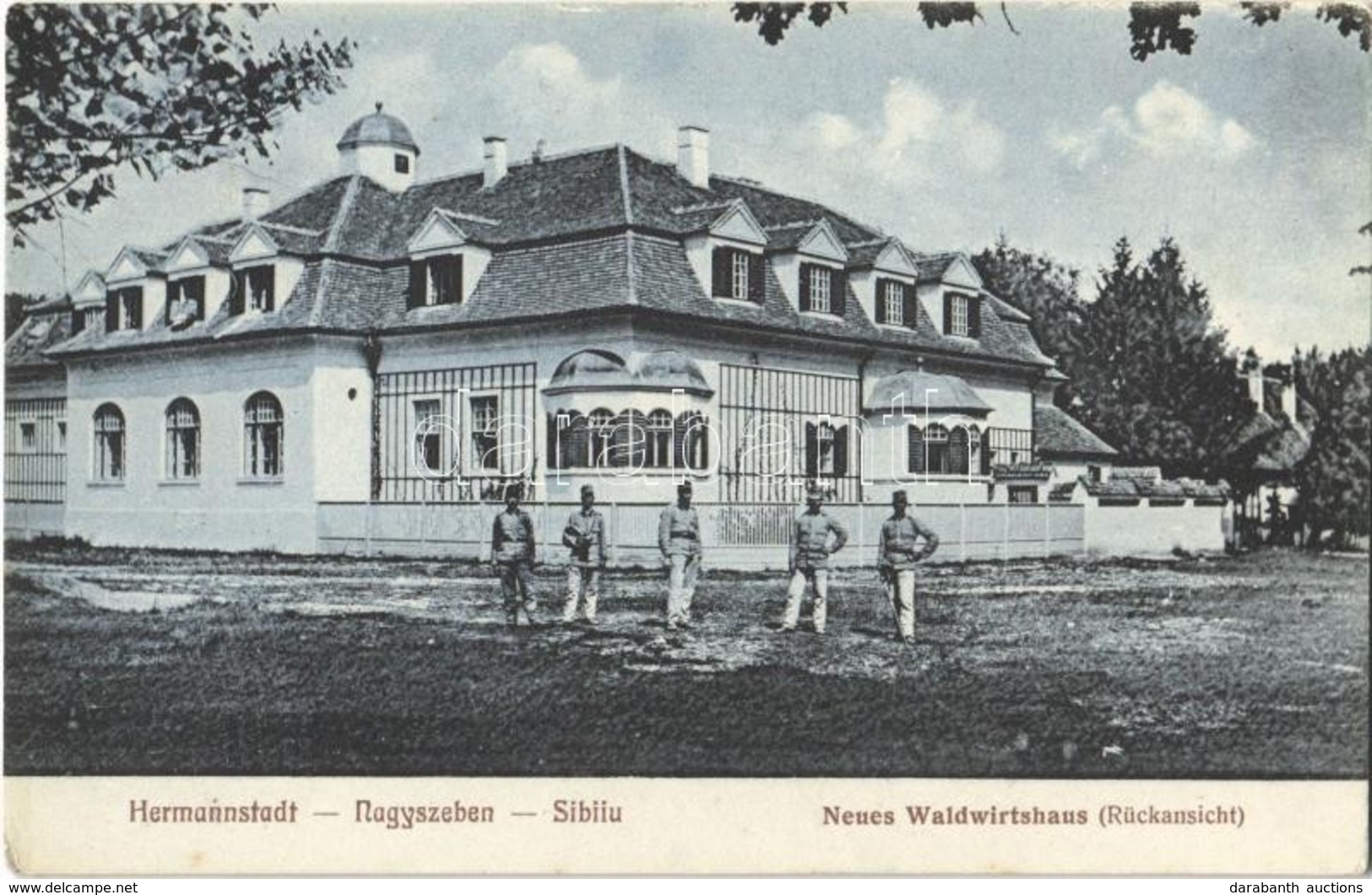 ** T1/T2 Nagyszeben, Hermannstadt, Sibiu; Erdei Vendéglő Katonákkal / Neues Waldwirtshaus / Forest Restaurant With Soldi - Ohne Zuordnung