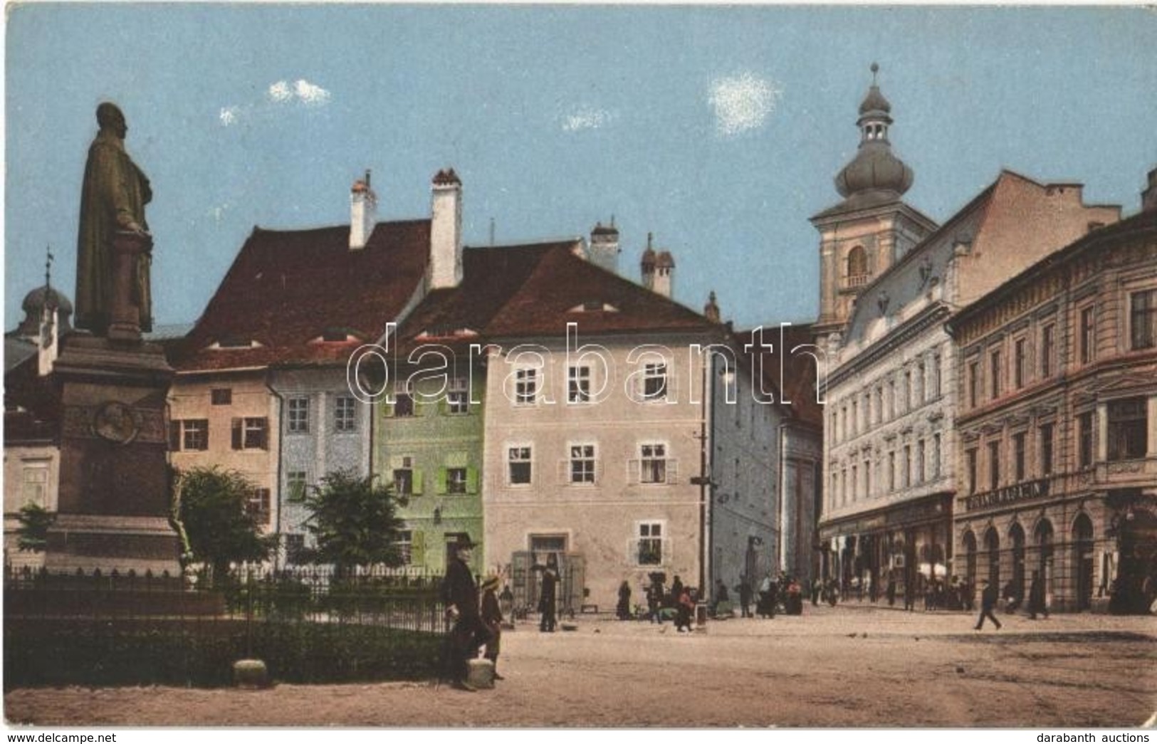 T2 1914 Nagyszeben, Hermannstadt, Sibiu; Tér, Teutsch Püspök Szobra / Huetplatz, Teutsch Denkmal / Square And Statue - Ohne Zuordnung