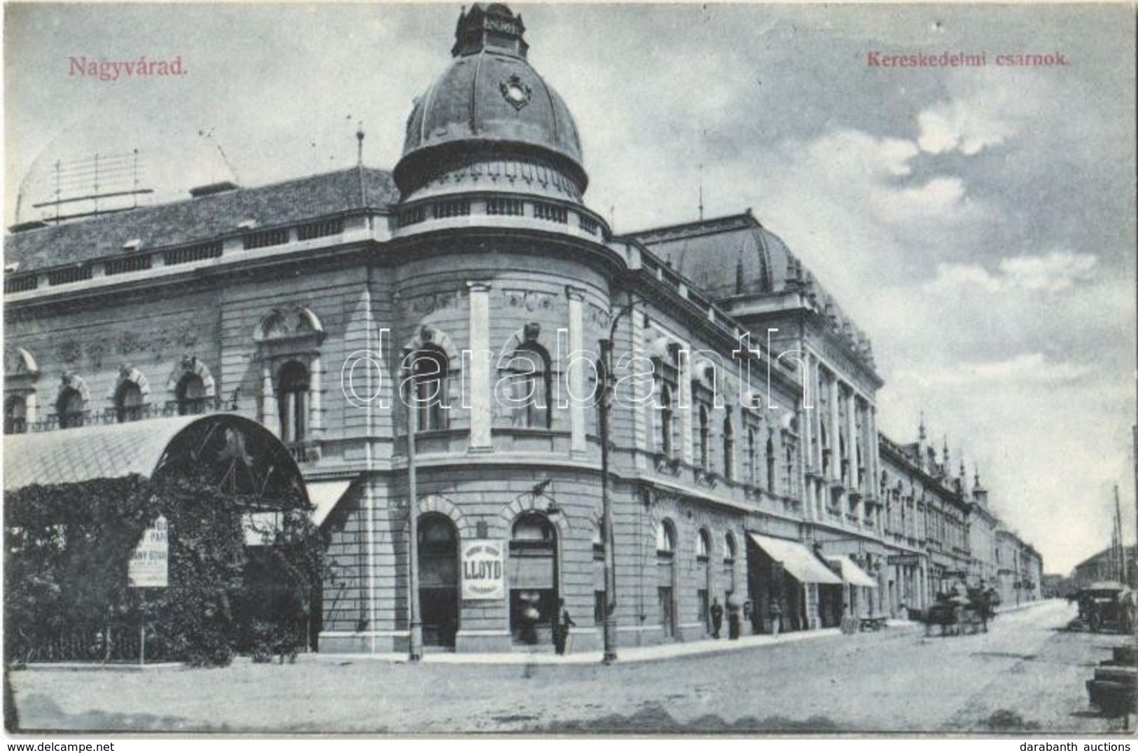 T2 1906 Nagyvárad, Oradea; Kereskedelmi Csarnok, Lloyd Kávéház, üzletek / Hall Of Commerce, Lloyd Café, Shops - Ohne Zuordnung