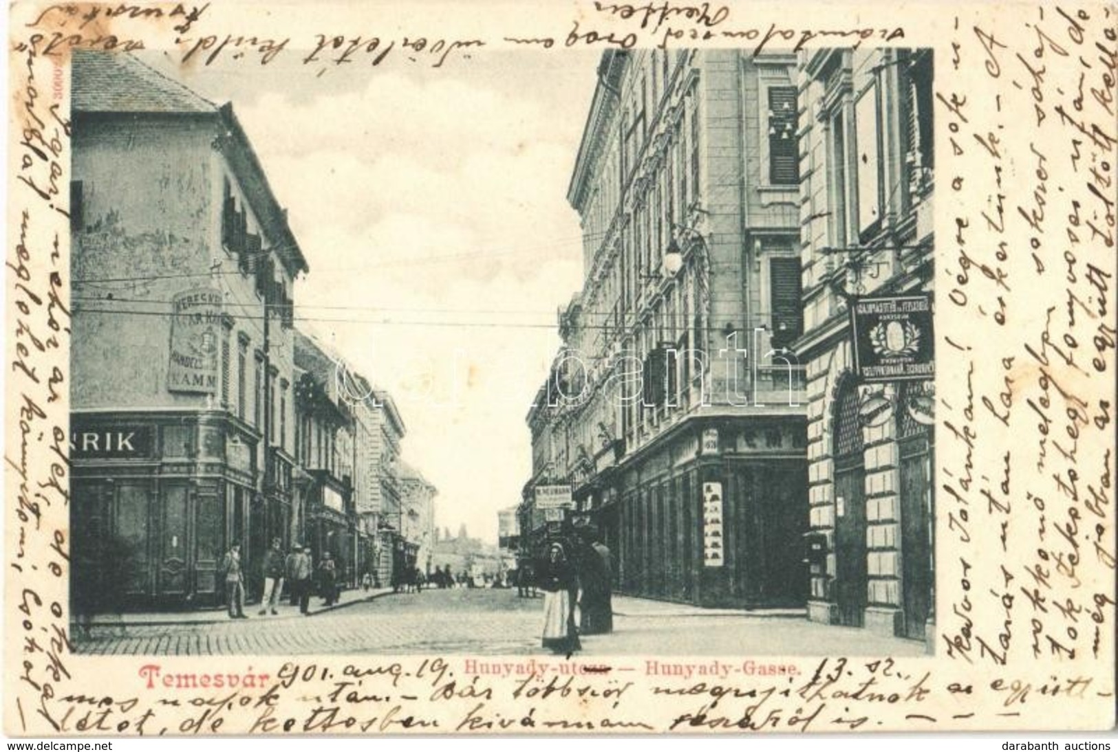 T2 1901 Temesvár, Timisoara; Hunyady Utca, Kereskedelmi és Iparkamara, M. Neumann üzlete / Street View, Chamber Of Comme - Ohne Zuordnung