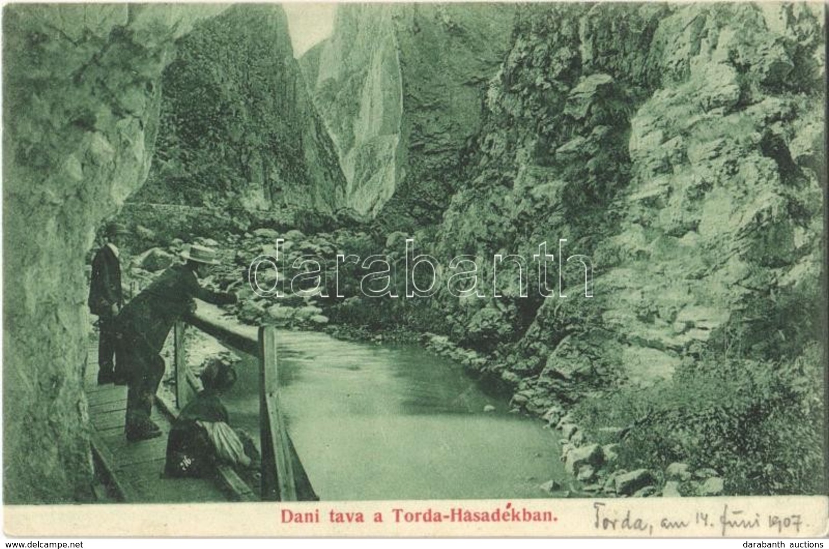 T2 1907 Tordai-hasadék, Cheile Turzii, Torda, Turda;  Dani Tava (Danila-tó) A Torda-hasadékban. Kiadja Füssy József / La - Ohne Zuordnung