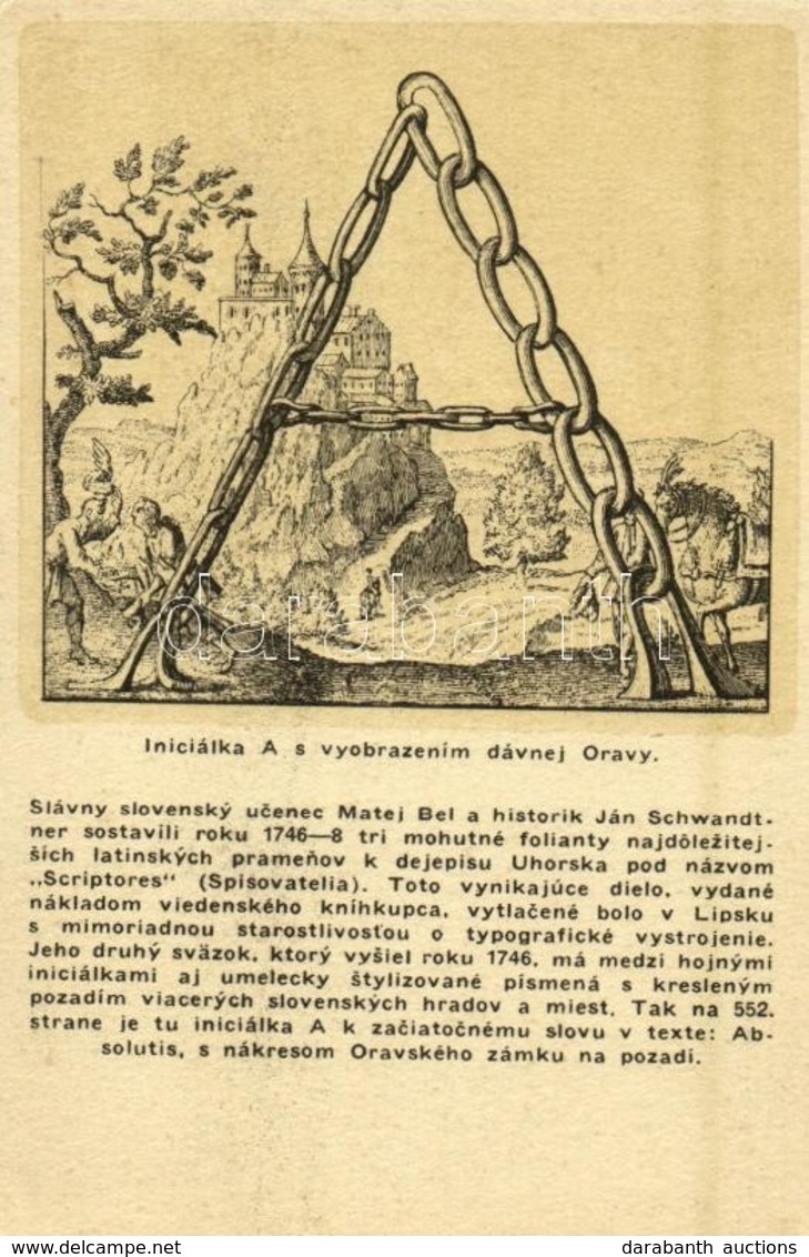 ** T2/T3 Árvaváralja, Oravsky Podzámok; Iniciálka A S Vyobrazením Dávnej Oravy / Iniciálés Művészlap Árva ősi Várával /  - Unclassified