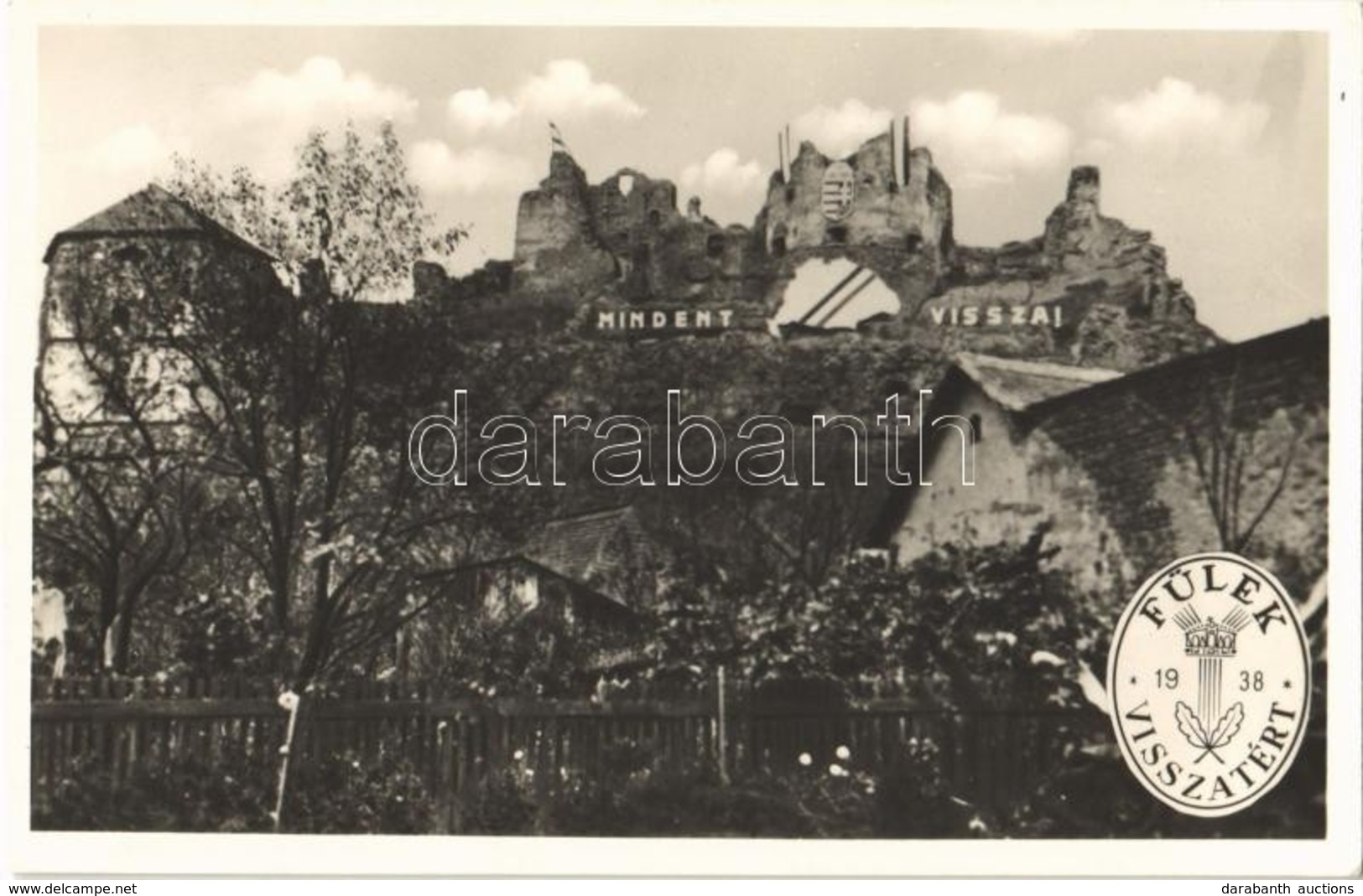 ** T1 1938 Fülek, Filakovo; Vár 'Mindent Vissza!' Irredenta Felirattal és Magyar Címerrel / Filakovsky Hrad / Castle Wit - Non Classés