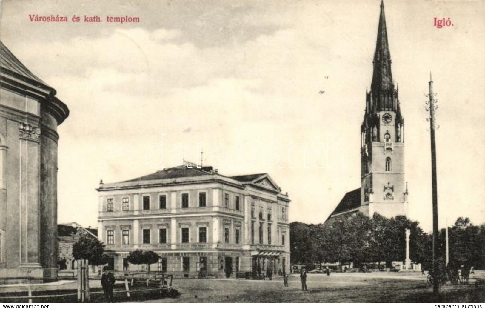 T2/T3 Igló, Iglau, Spisská Nová Ves; Városháza, Katolikus Templom / Town Hall, Catholic Church (EK) - Ohne Zuordnung