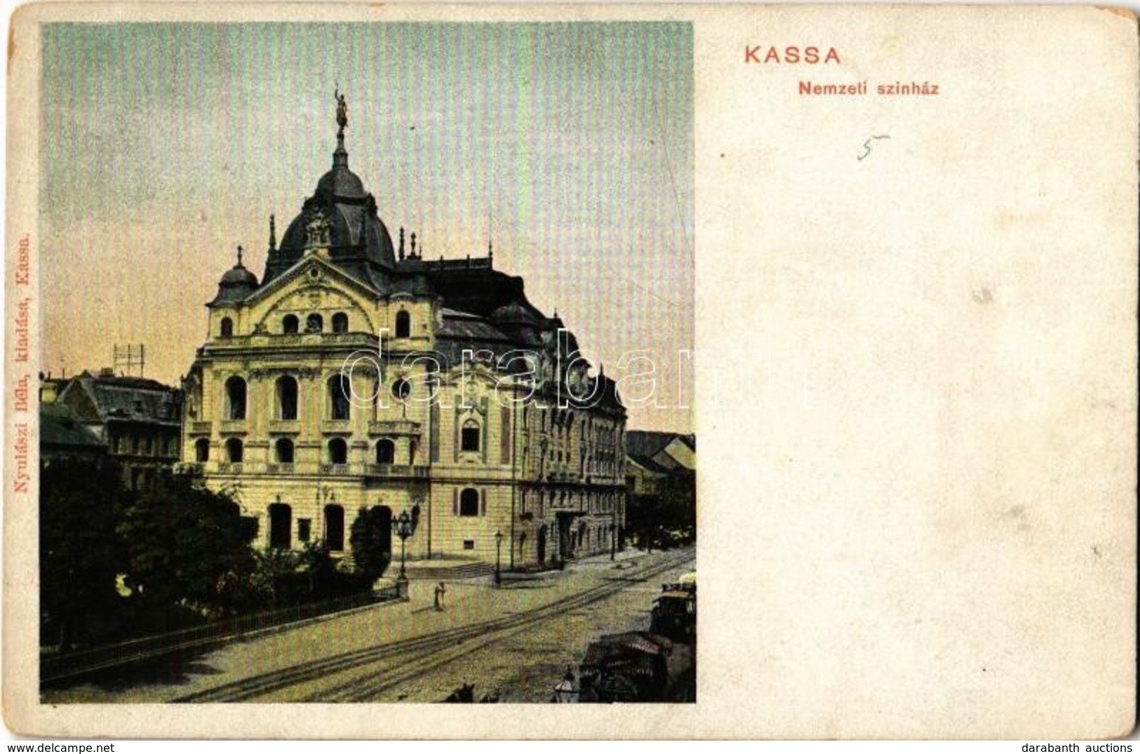 * T2/T3 Kassa, Kosice; Nemzeti Színház, Piaci árusok Bódéi. Kiadja Nyulászi Béla / National Theatre, Market Vendors, Boo - Non Classés