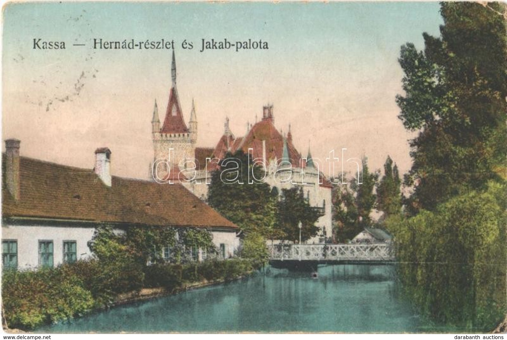 T3 1923 Kassa, Kosice; Hernád Részlet, Híd, Jakab Palota / Hornád Riverside, Bridge, Villa (EK) - Ohne Zuordnung