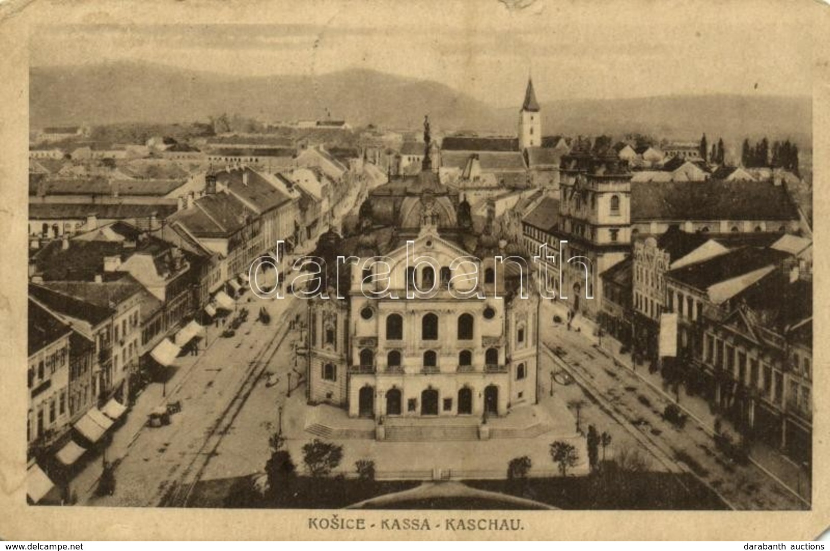 * T4 1938 Kassa, Kosice; Látkép, Színház, üzletek / General View, Theatre, Shops (EM) - Ohne Zuordnung