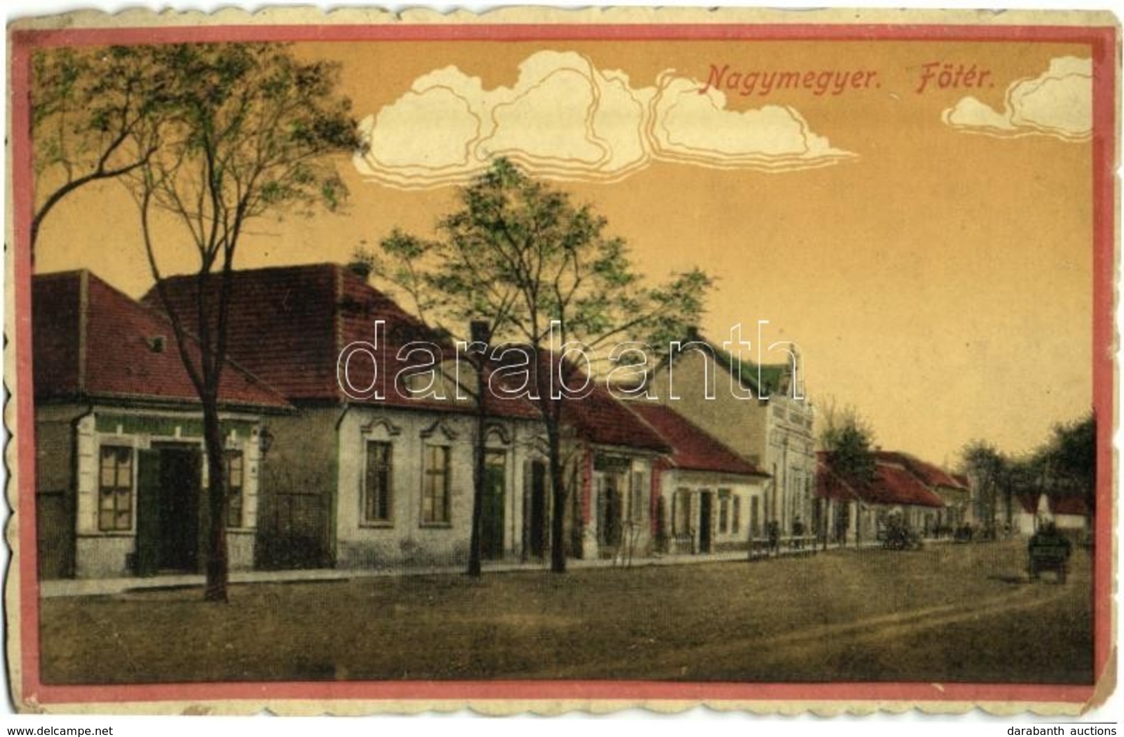 T3 1929 Nagymegyer, Velky Meder; Fő Tér, üzletek. Kiadja A Haladás Könyvnyomda / Main Square, Shops (kopott Sarkak / Wor - Ohne Zuordnung