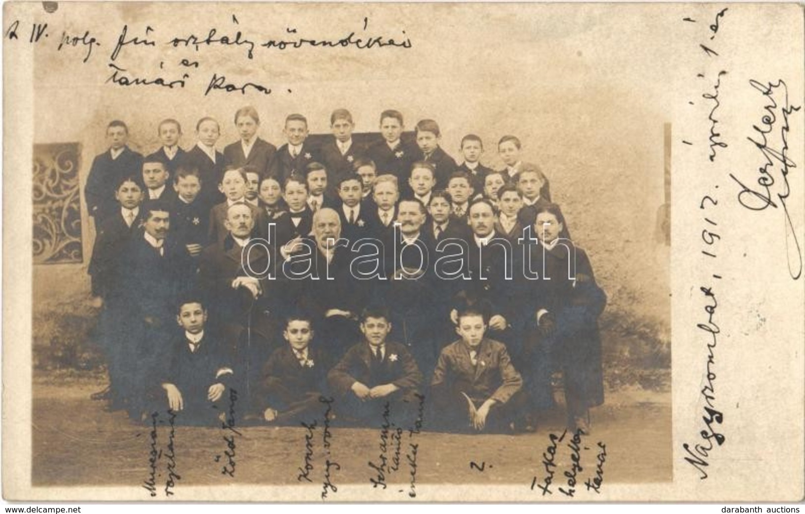 T2 1912 Nagyszombat, Tyrnau, Trnava; IV. Polgári Fiú Osztály Növendékei és Tanári Kara / Students And Teachers' Group Ph - Ohne Zuordnung
