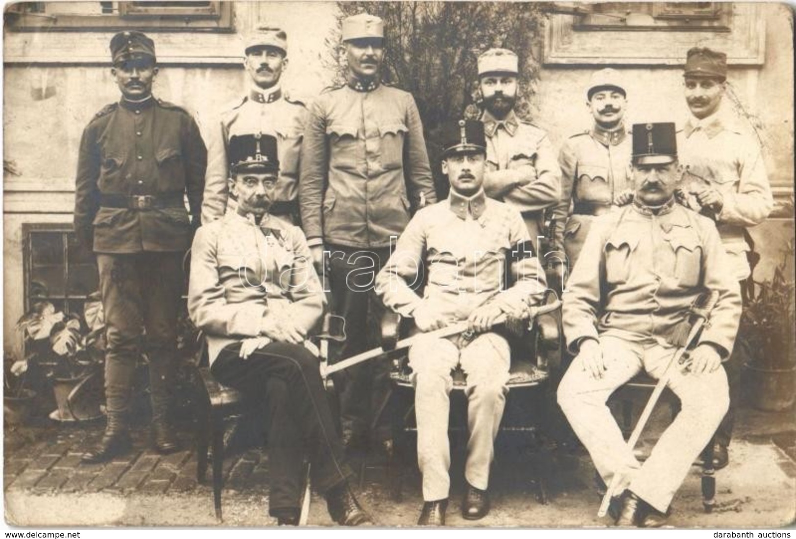 T2/T3 1917 Nagyszombat, Tyrnau, Trnava; Katonatisztek Karddal / WWI K.u.K. (Austro-Hungarian) Military Officers With Swo - Ohne Zuordnung