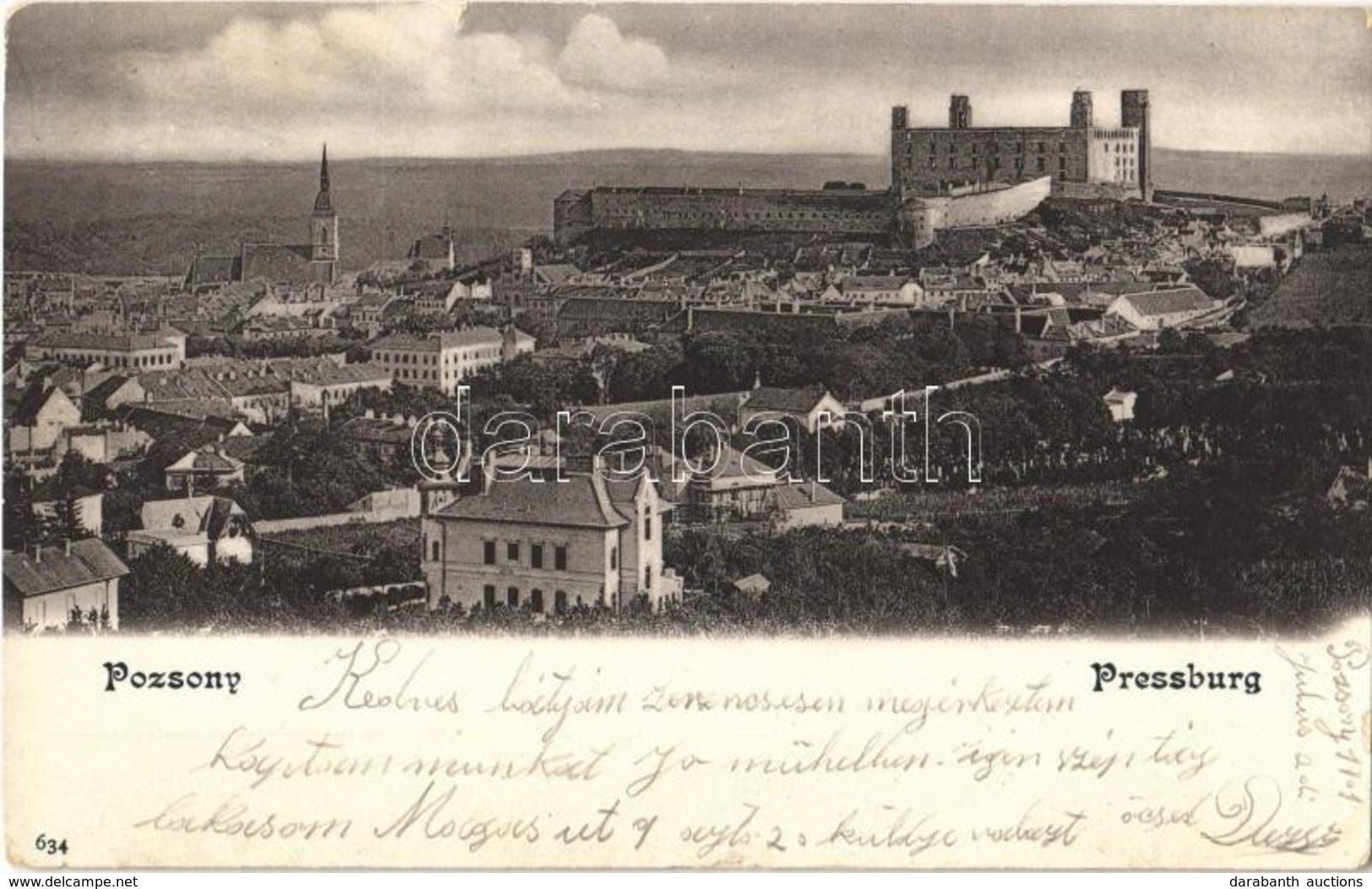 T2/T3 1901 Pozsony, Pressburg, Bratislava; Látkép A Várral / General View With The Castle (EK) - Non Classés