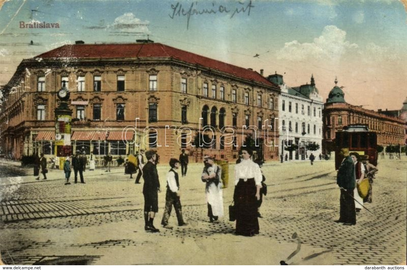 * T3 Pozsony, Pressburg, Bratislava; Stefánia út, Villamos, Kávéház / Street View, Tram, Café (megerősített Sarok / Stre - Ohne Zuordnung