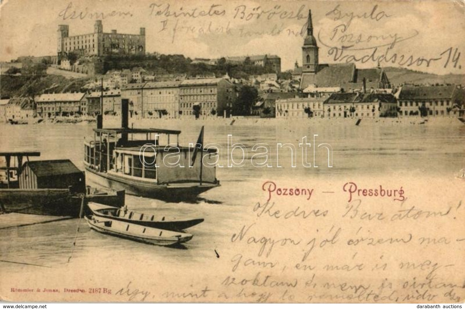 T2/T3 Pozsony, Pressburg, Bratislava;  Vár, Gőzhajó / Castle, Steamship (EK) - Non Classés