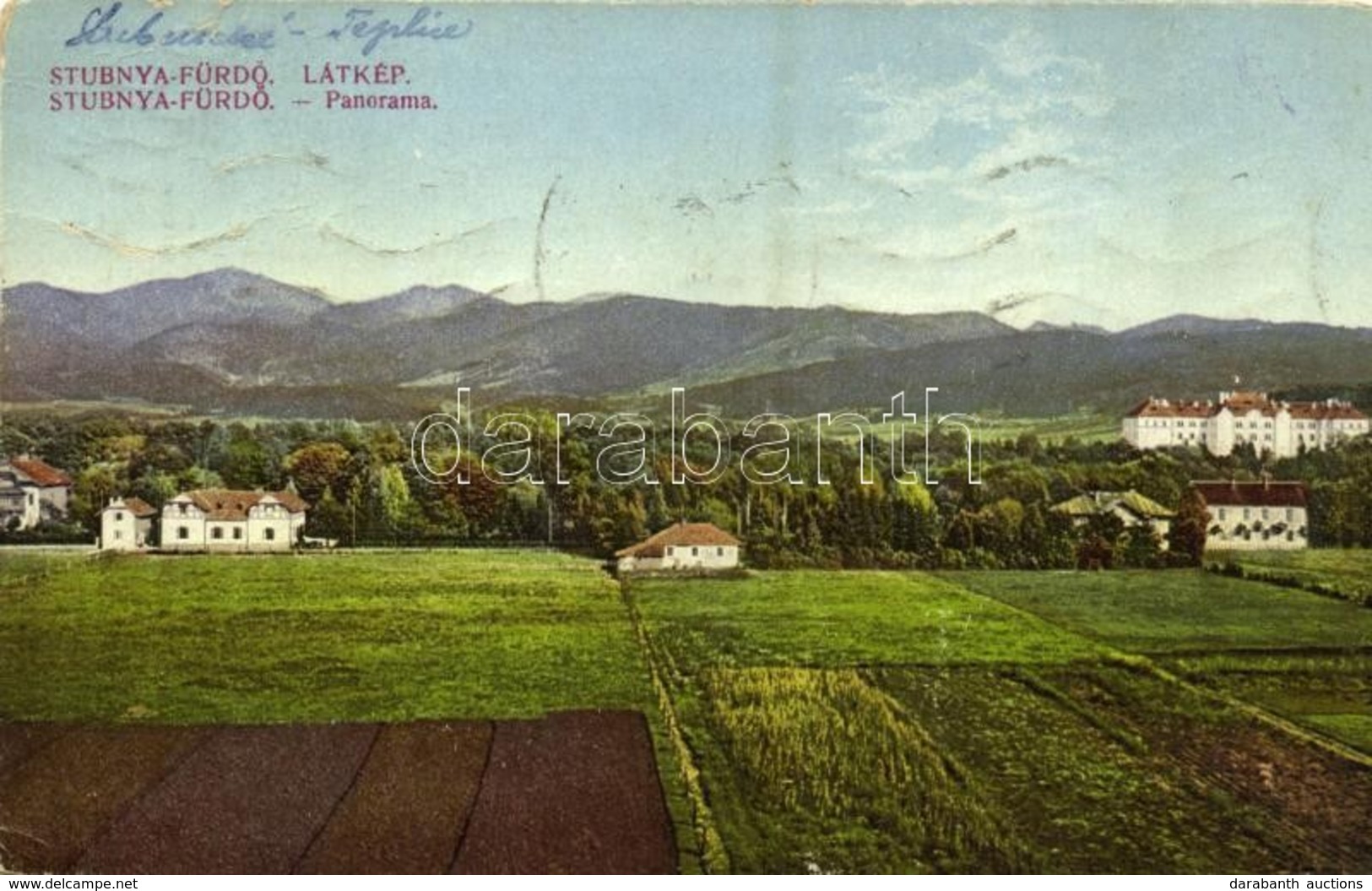 * T3 1919 Stubnyafürdő, Túróchévíz, Stubnianske Teplice, Turcianske Teplice; Látkép, Nyaralók / Panorama / General View, - Ohne Zuordnung