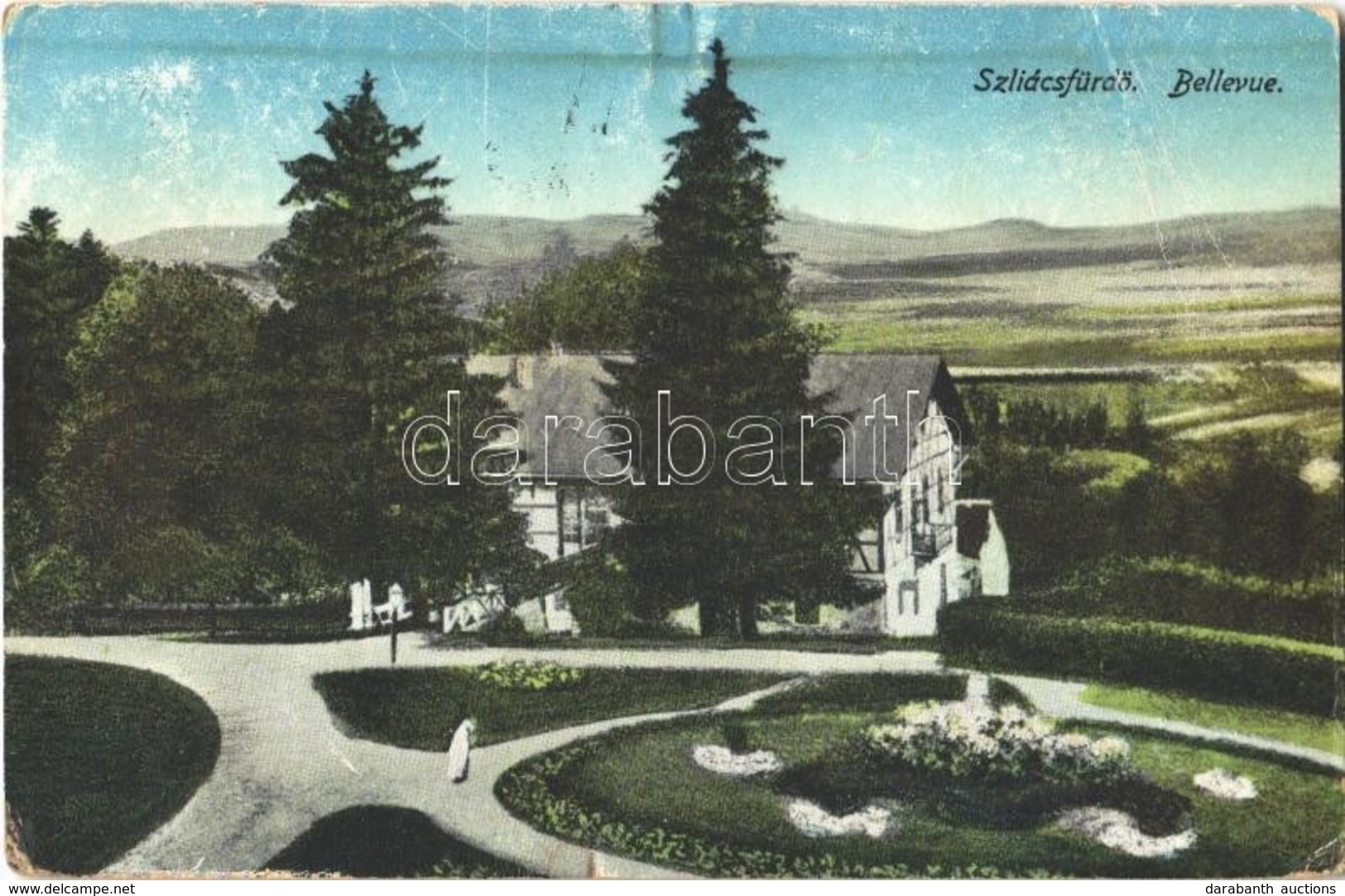 T3 1918 Szliács, Sliac; Bellevue Szálloda, Nyaraló / Hotel, Villa (kopott Sarkak / Worn Corners) - Non Classés