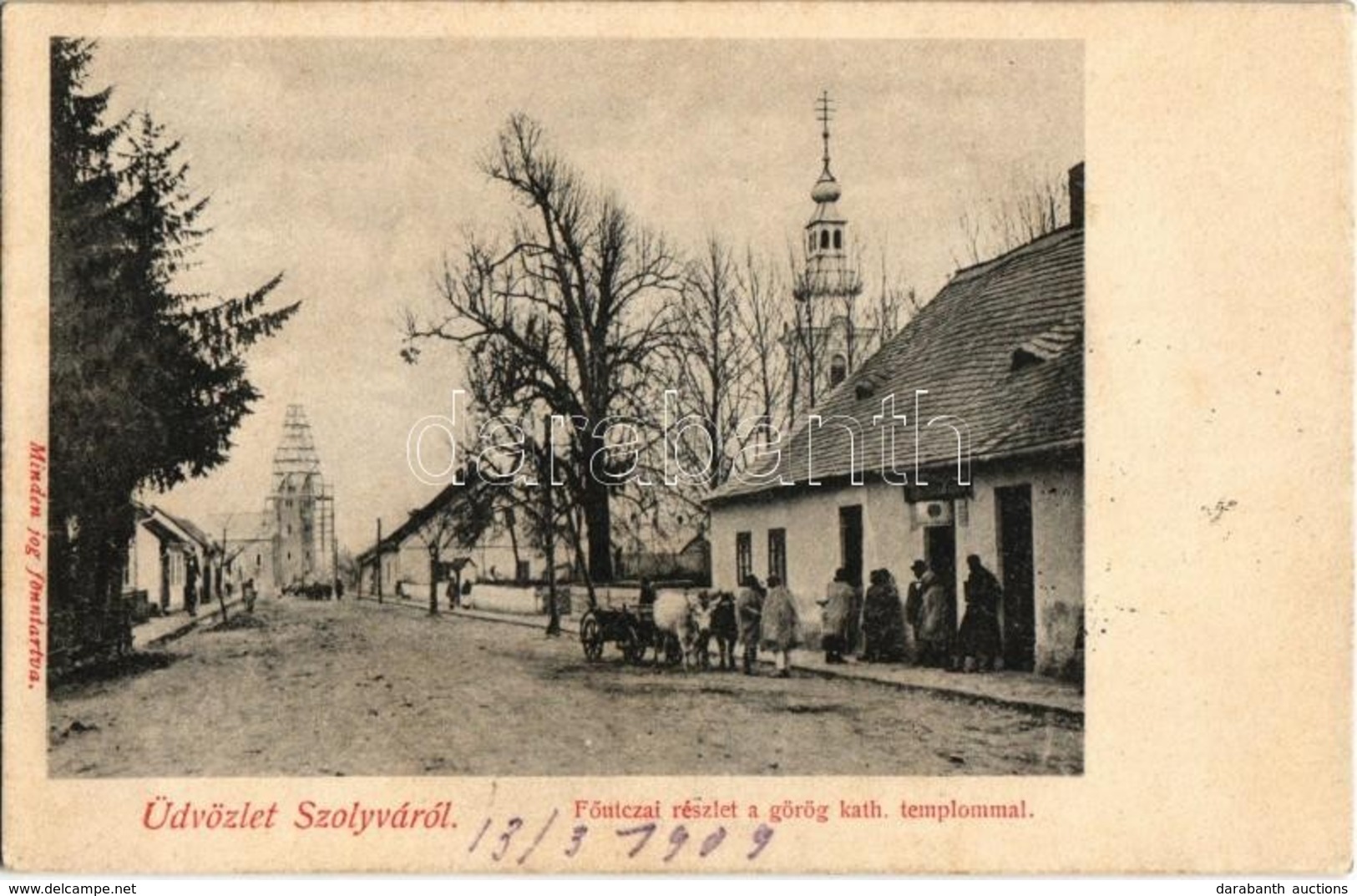 T2 1909 Szolyva, Svalová, Szvaljava, Svaliava; Fő Utca, Görögkatolikus Templom, üzlet, Hátul A Felállványozott Római Kat - Other & Unclassified