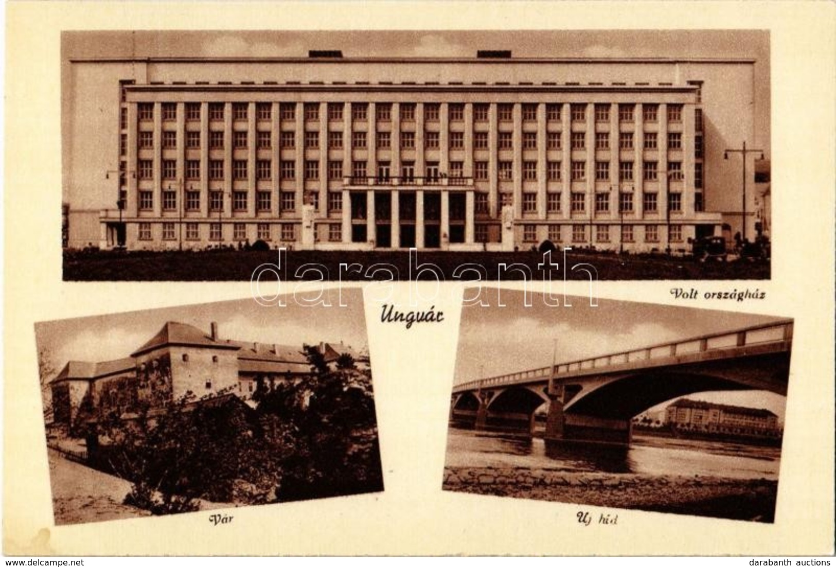 ** T2 Ungvár, Uzshorod, Uzhorod; Volt Országház, Vár, új Híd / Former Parliament Building, Castle, New Bridge - Autres & Non Classés