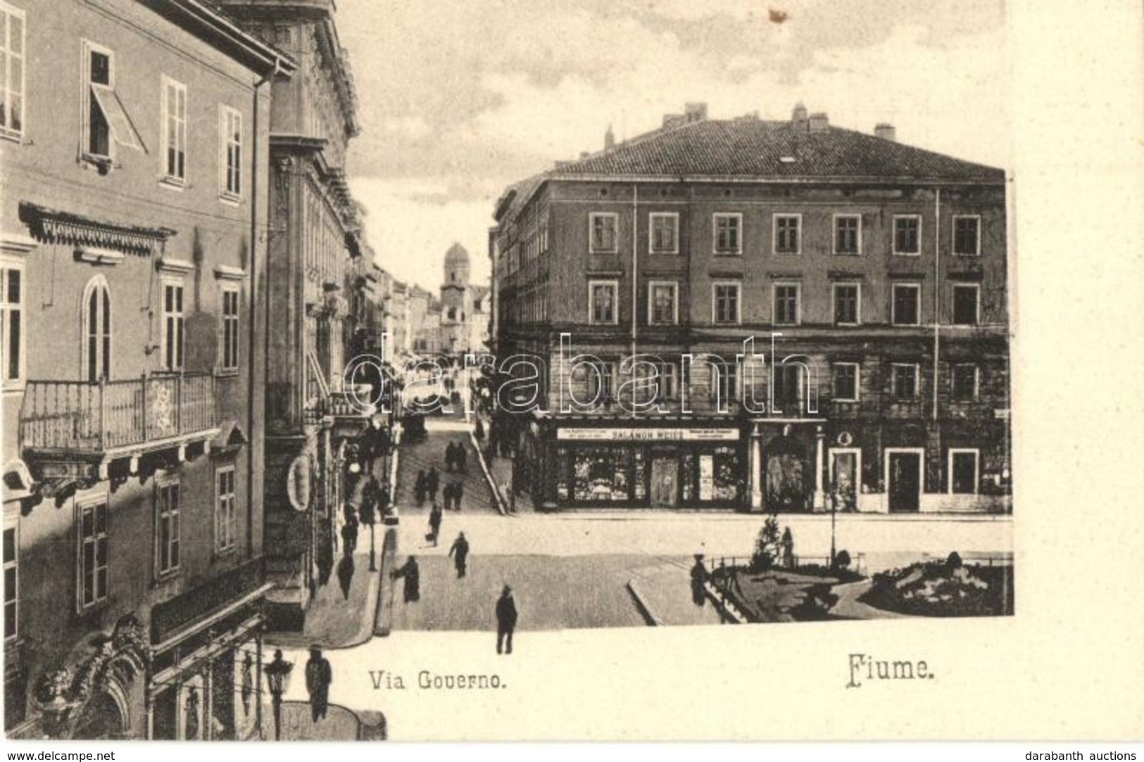 ** T2 Fiume, Rijeka; Via Governo / Utcakép, Salamon Weiss üzlete. Divald Károly 439. Sz. / Street View, Shops - Sonstige & Ohne Zuordnung