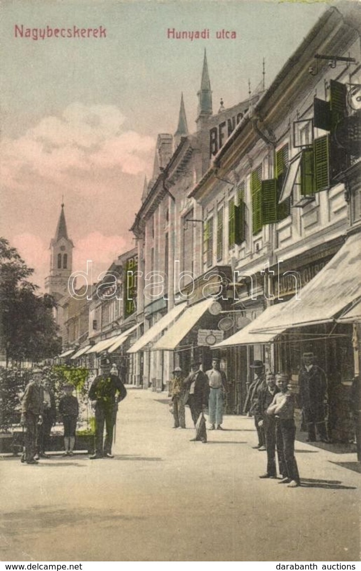 T2 Nagybecskerek, Velky Beckerek, Zrenjanin; Hunyadi Utca, Huber Gusztáv üzlete / Sttreet View With Shops - Ohne Zuordnung