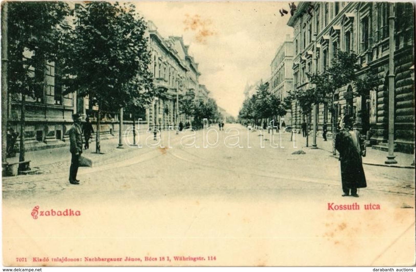 T2/T3 1899 Szabadka, Subotica; Kossuth Utca, üzletek, Villamossín. Kiadja Nachbargauer János 7071. / Street View, Shops, - Ohne Zuordnung