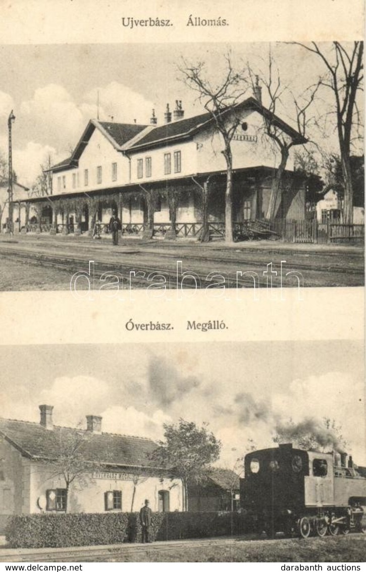 T2/T3 Verbász, Vrbas; Újverbász és Óverbász Vasútállomások, Gőzmozdony. Jacob Ottó Fényképész / Railway Station, Locomot - Ohne Zuordnung