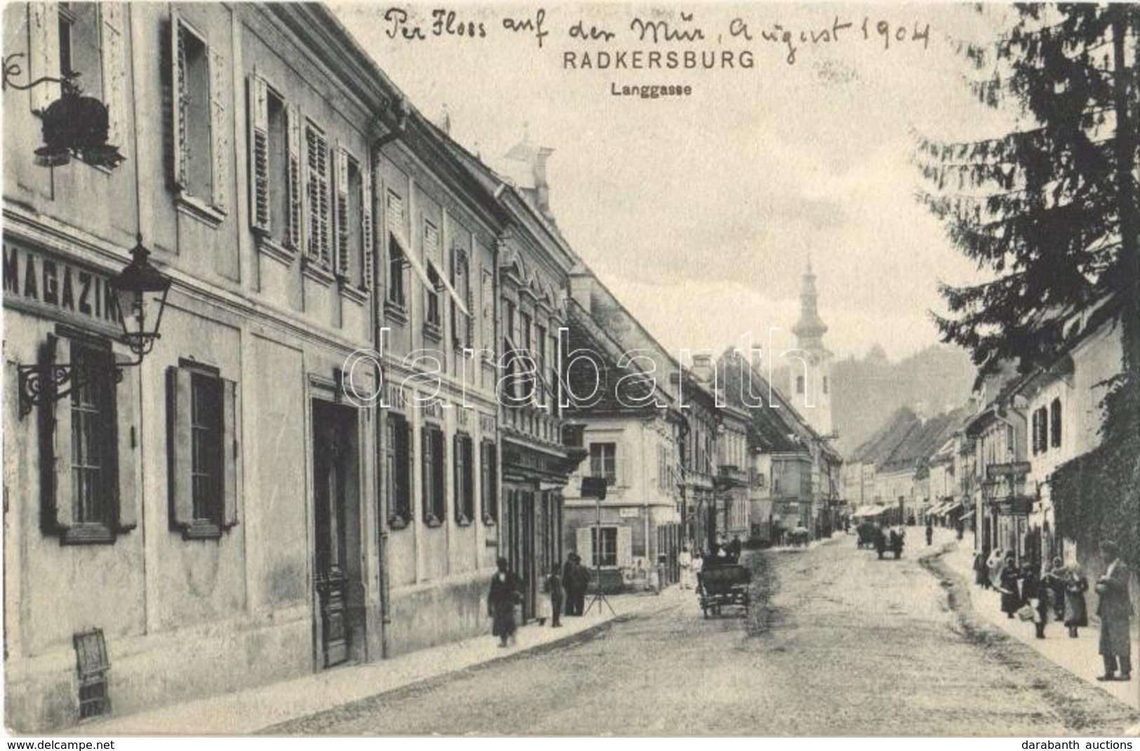 T2/T3 1904 Bad Radkersburg, Langgasse / Street View, Shops, Church. Verlag F. Semlitsch (EK) - Sonstige & Ohne Zuordnung