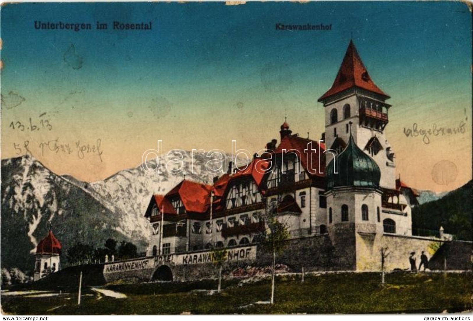 T2/T3 1913 Ferlach, Unterbergen Im Rosental, Karawankenhof / Hotel (EK) - Autres & Non Classés