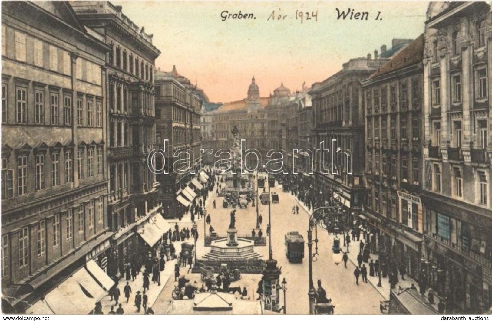 T2/T3 1924 Wien, Vienna, Bécs I. Graben / Street View, Tram, Shops. P. Ledermann 8208. (EK) - Autres & Non Classés