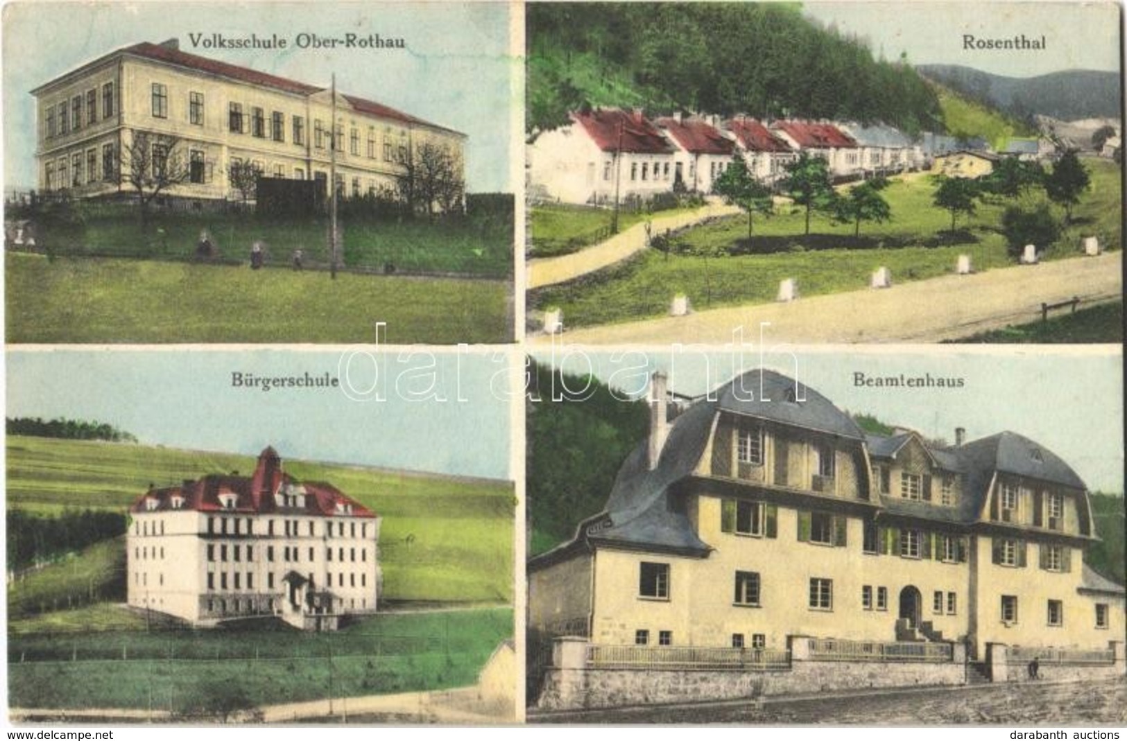 * T2/T3 Rotava, Rothau; Volksschule Ober-Rothau, Rosenthal, Bürgerschule, Beamtenhaus / Schools, Officers' Apartments, V - Non Classés