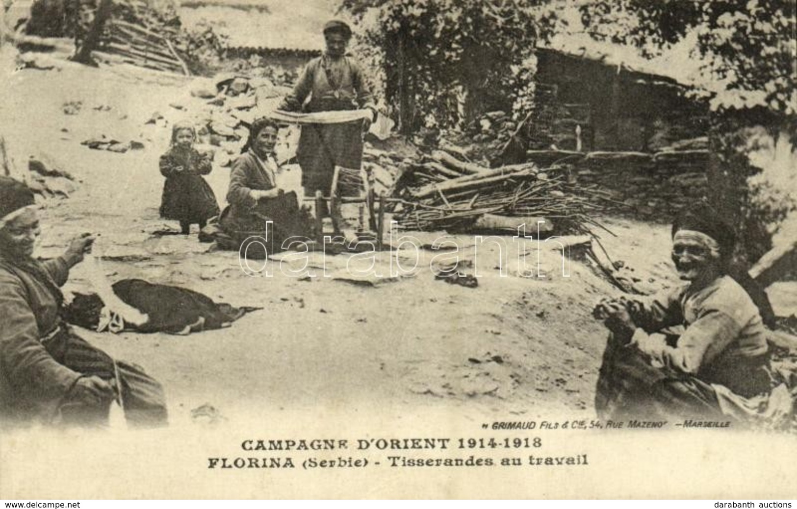 * T1/T2 1918 Florina, Campagne D'Orient 1914-1918, Tisserandes Au Travail / WWI, Weavers At Work, Folklore - Autres & Non Classés