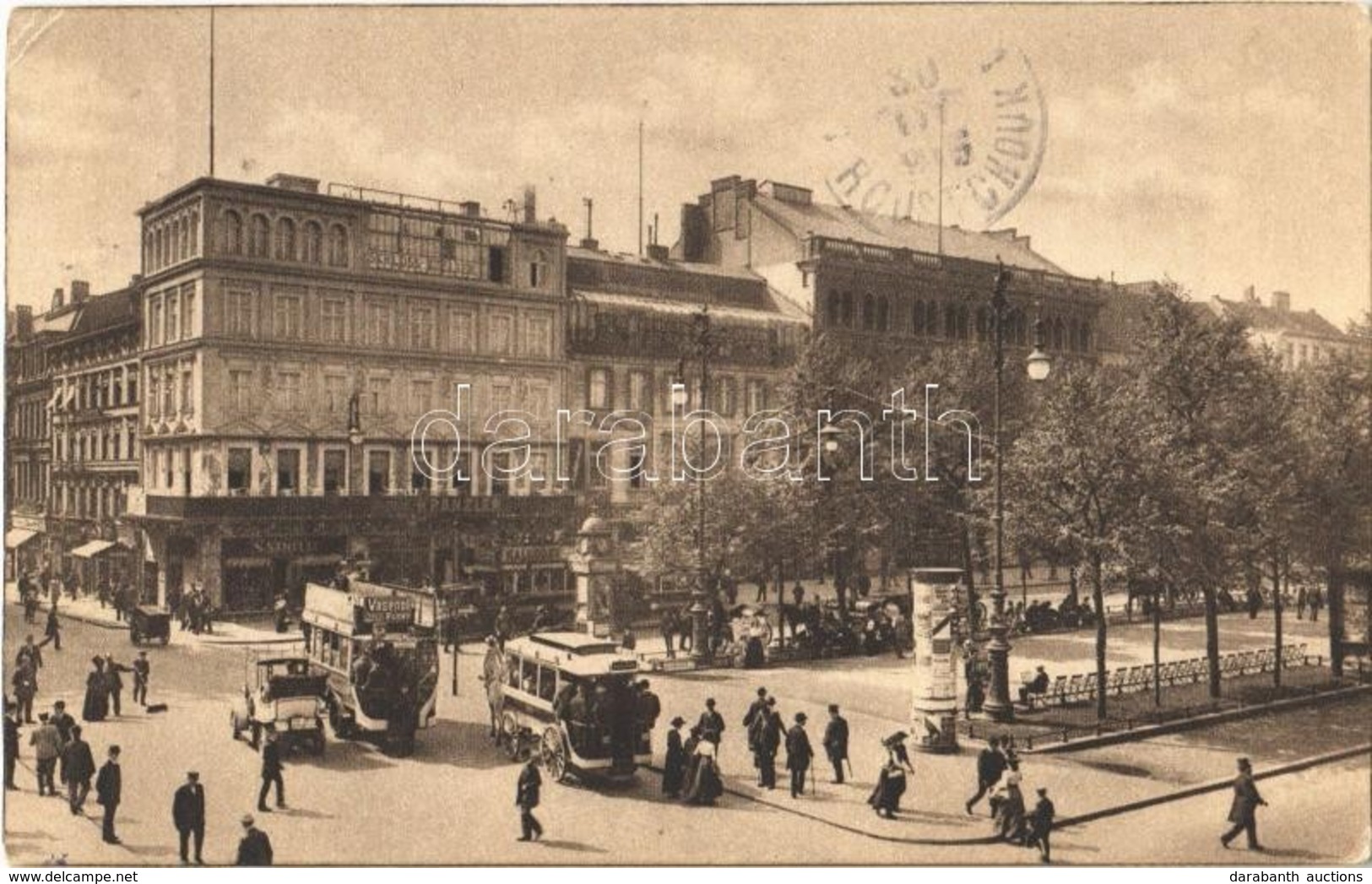 T2/T3 1915 Berlin, Unter Den Linden, Kranzler-Ecke / Street View, Shops, Omnibus, Automobile (EK) - Unclassified