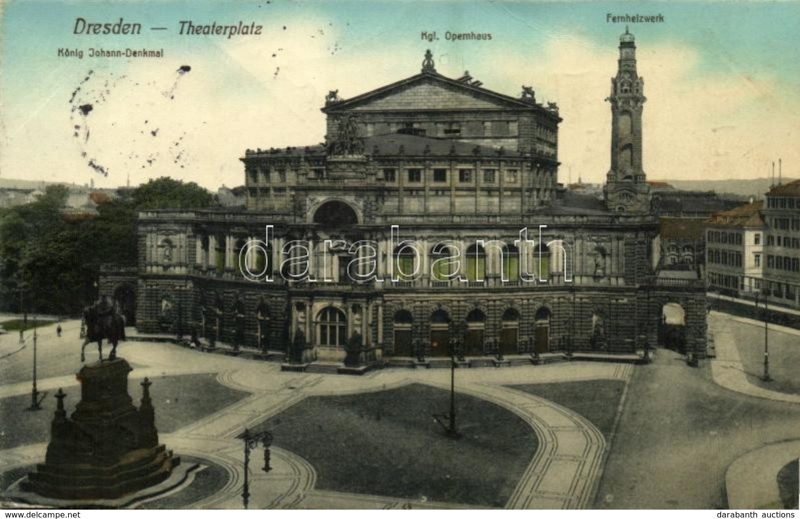 T2 1913 Dresden, Theaterplatz, König Johann-Denkmal, Kgl. Opernhaus, Fernheizwerk / Square, Monument, Opera House, Heati - Sin Clasificación