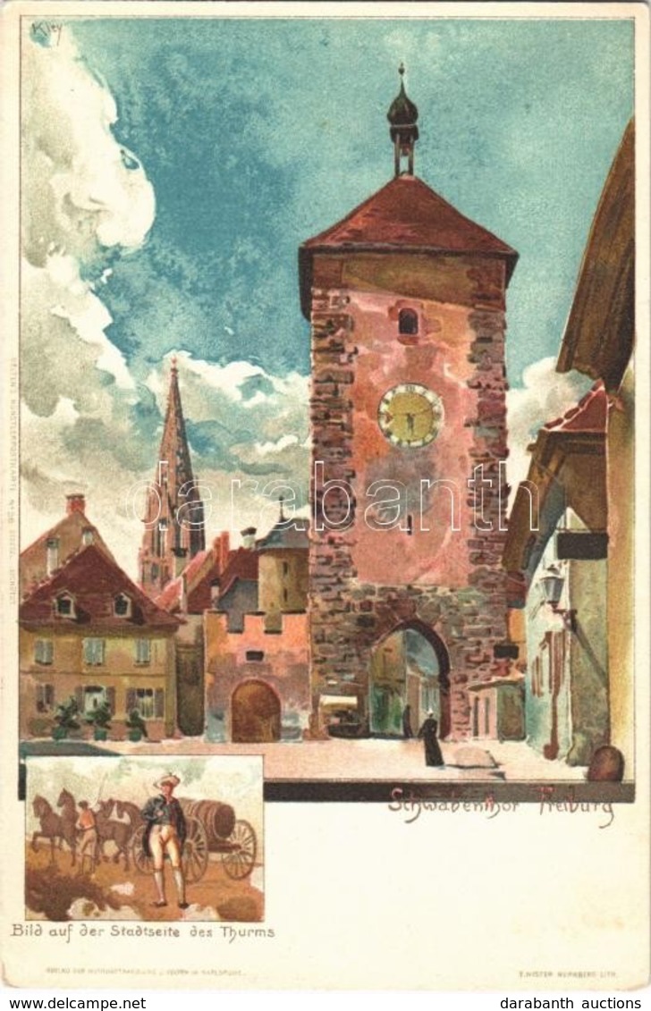 ** T1/T2 Freiburg, Schwabenthor, Bild Auf Der Stadtseite Des Thurms, Verlag Der Hofkunsthandlung J. Velten / City Gate,  - Unclassified