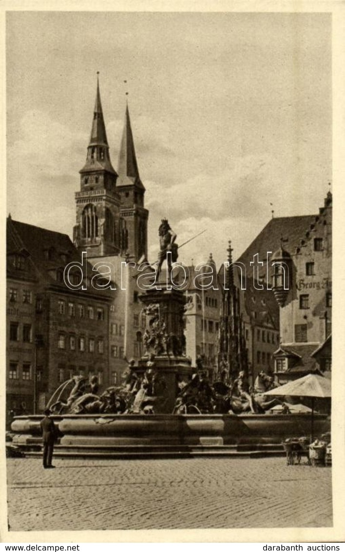 ** T1/T2 Nürnberg, Nuremberg; Neptunbrunnen / Fountain - Non Classés