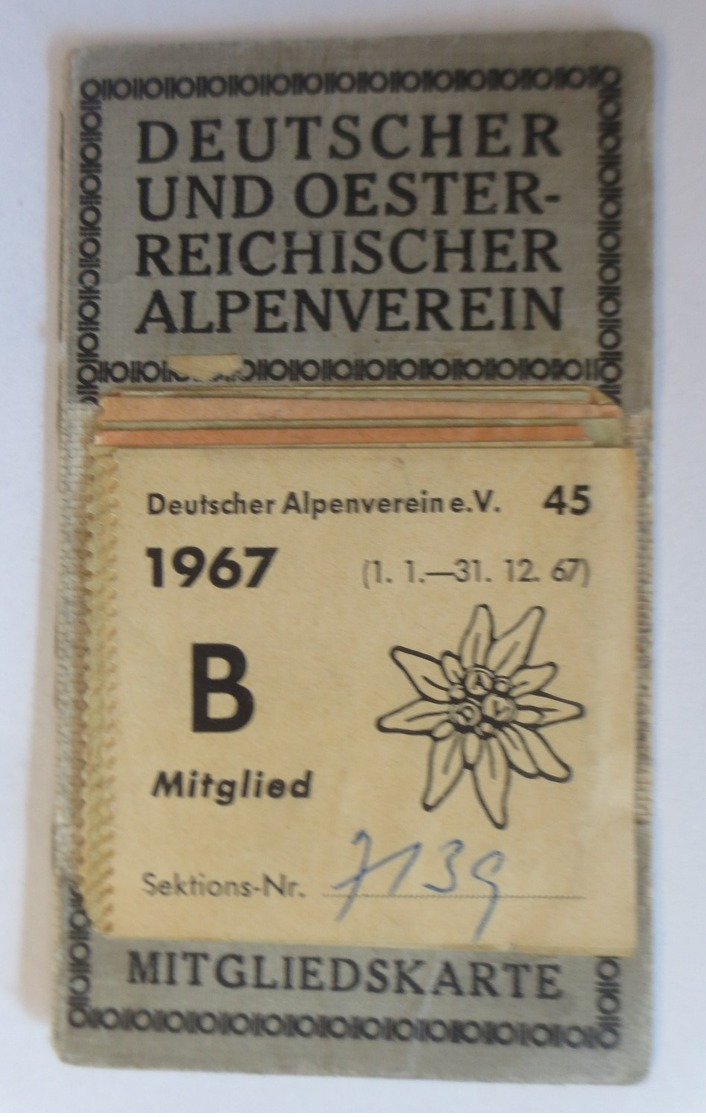 Deutscher U. Österreichischer Alpenverein Mitgliedskarte, Edelweiß, 1967♥(64058) - Ohne Zuordnung