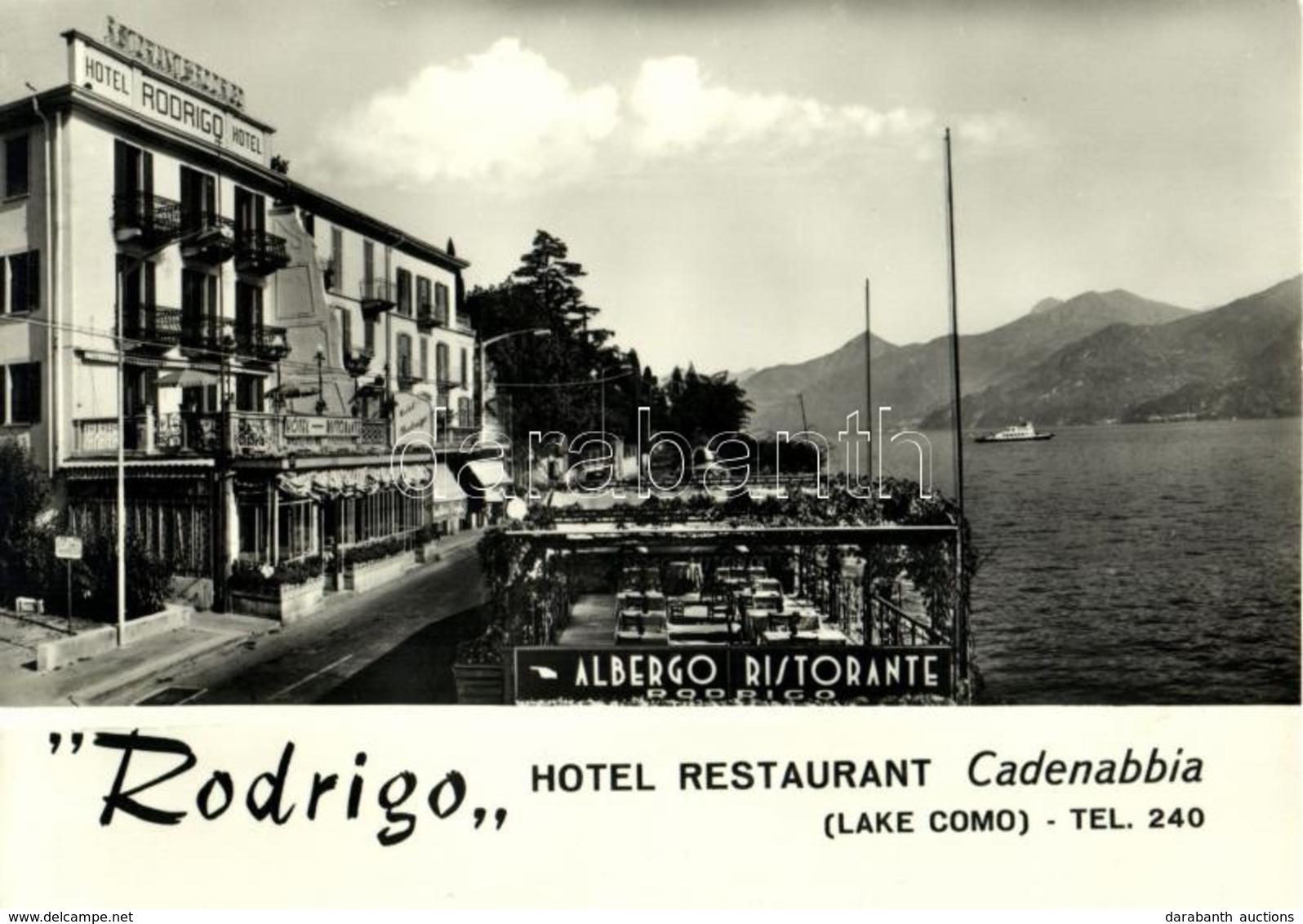 ** T1 Cadenabbia, Hotel Restaurant 'Rodrigo', Advertisement (14,9 Cm X 10,4 Cm) - Autres & Non Classés