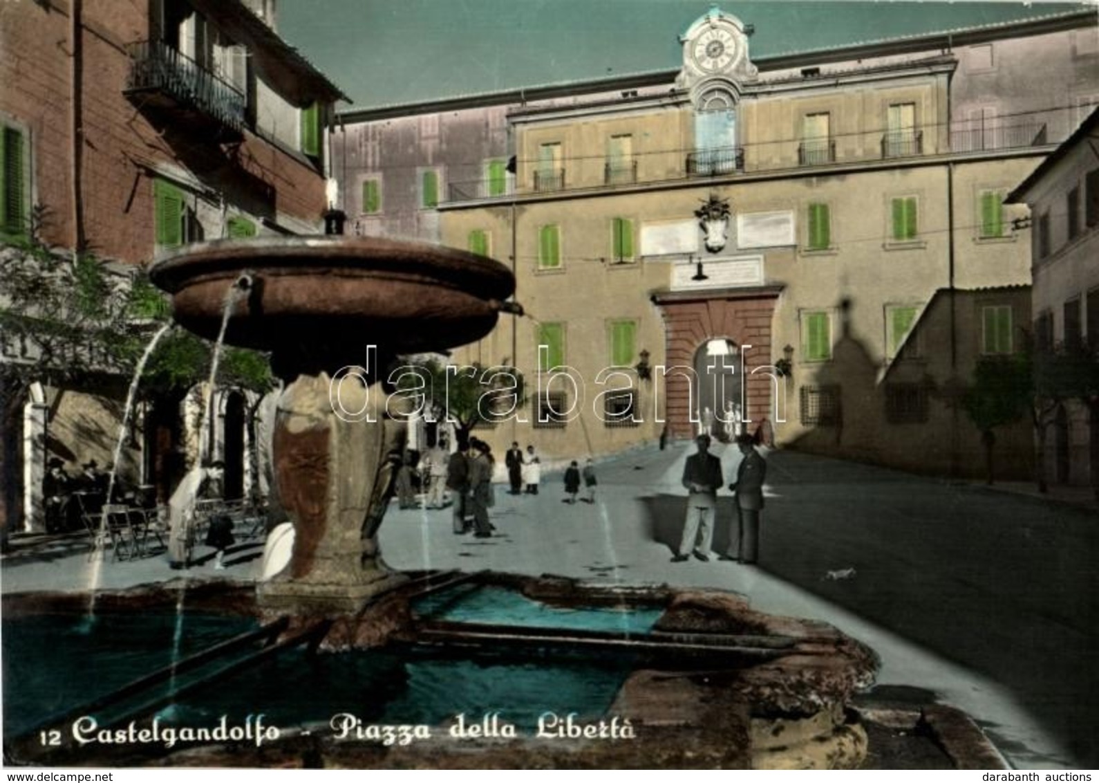 * T2 1966 Castel Gandolfo, Piazza Della Libertá / Square, Fountain (14,4 Cm X 10 Cm) - Autres & Non Classés