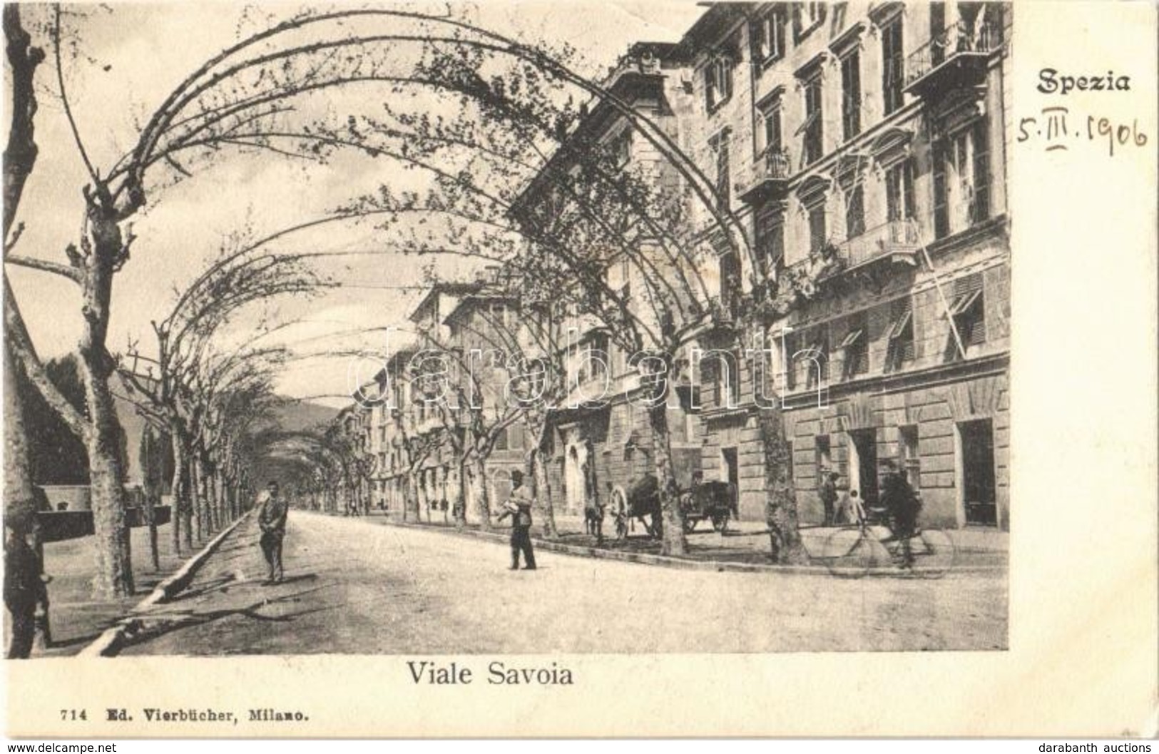 * T2 1906 La Spezia, Viale Savoia / Street View, Bicycle. Ed. Vierbücher 714. - Autres & Non Classés